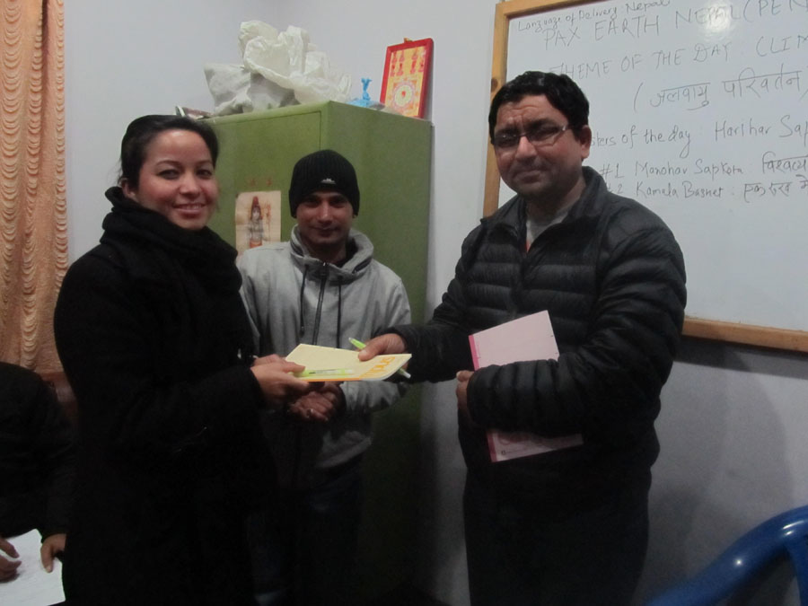 8_Best Manual speaker Kamala Basnet awarded by Evaluator Nilambar Badal